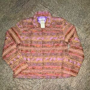 NWT Coldwater Creek Medium Innocence Pucker Tapestry Full Zip W/ Pockets Jacket.